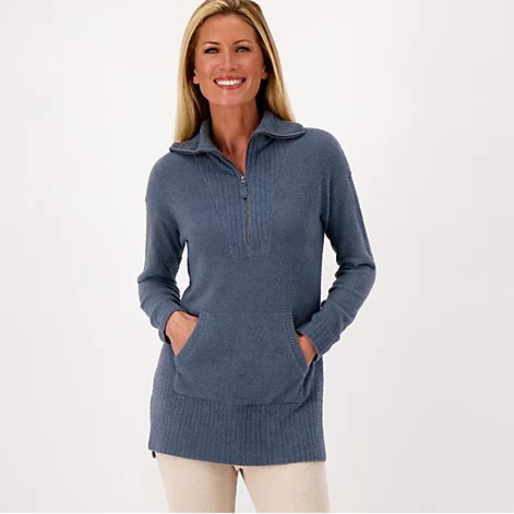 Barefoot Dreams CozyChic Lite Half Zip Tunic M/L - Picture 2 of 8